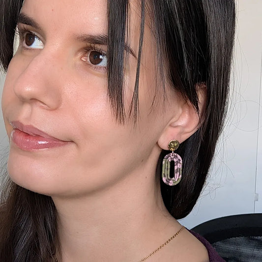 Aura líneas estampado verde, rosa y marrón
