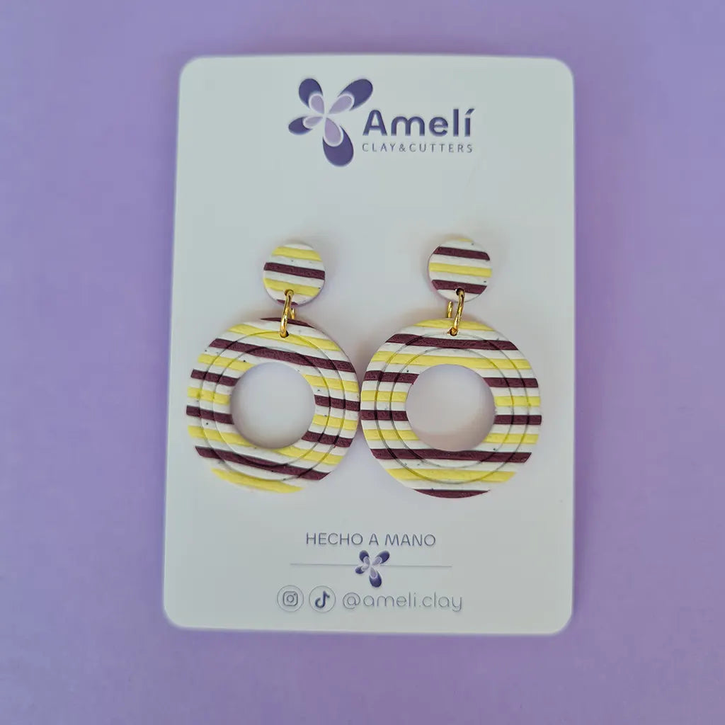 Elba rayas morado, amarillo y blanco