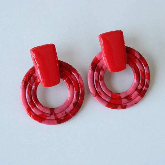 Índigo estampado rosa y rojo