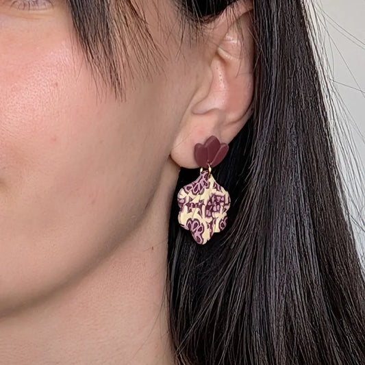 Niza estampado vainilla, burdeos y rosa