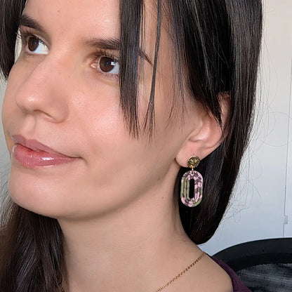 Aura líneas estampado verde, rosa y marrón