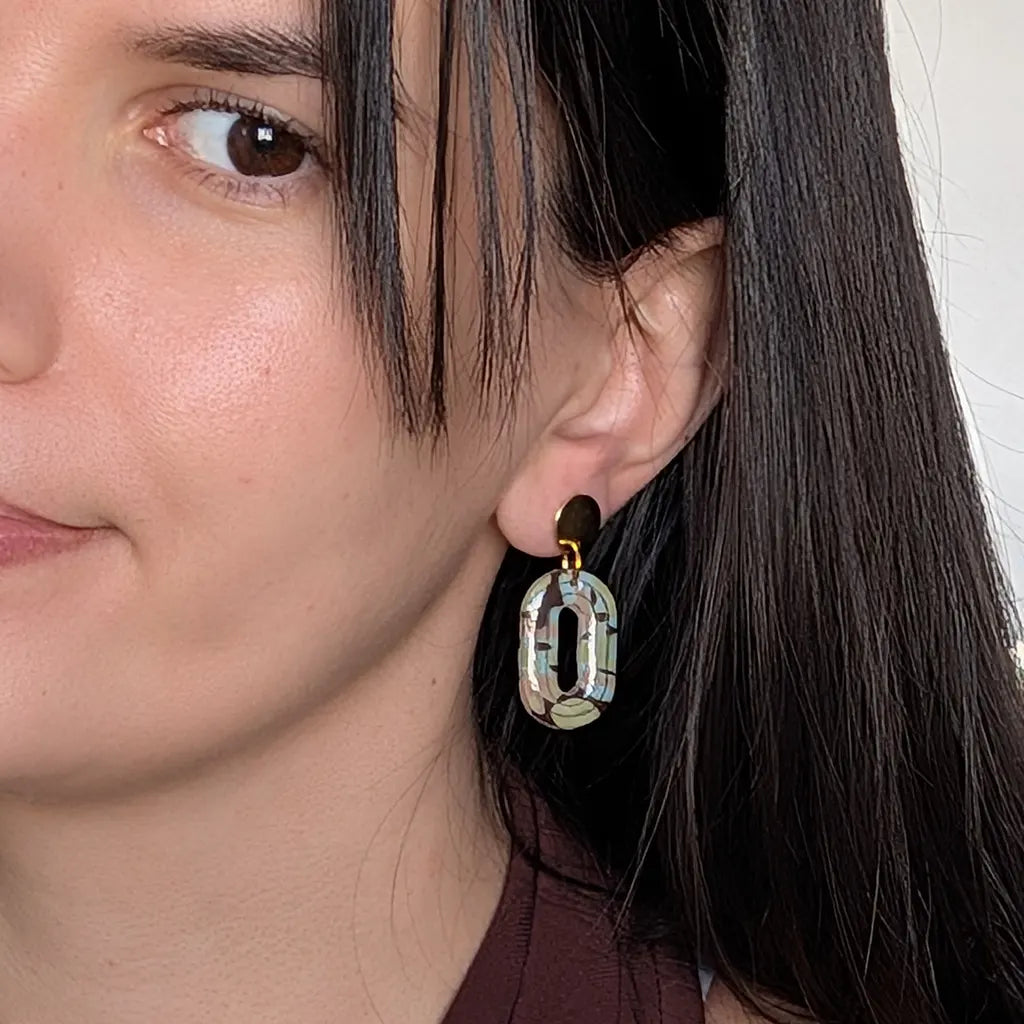 Aura líneas estampado marrón, verde y azul