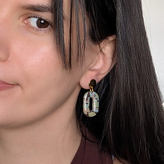 Aura líneas estampado marrón, verde y azul