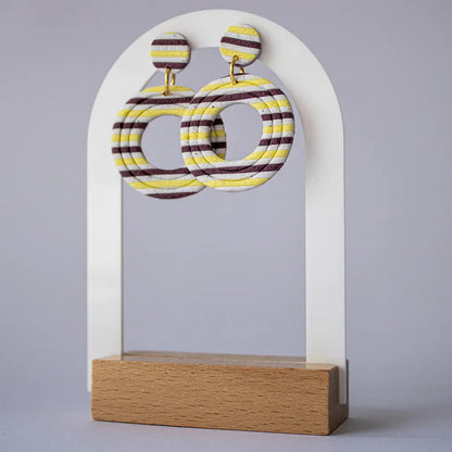 Elba rayas morado, amarillo y blanco