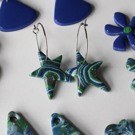 Estrella Aro estampado azul y verde