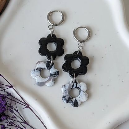 Flora negro y estampado gris