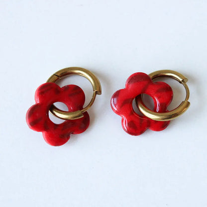 Flor charm estampado rojos