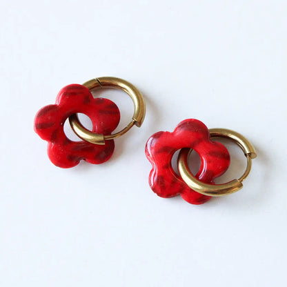 Flor charm estampado rojos