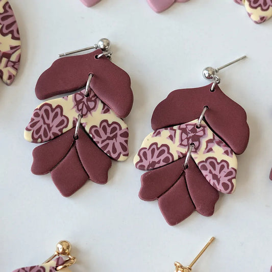 Liria burdeos y estampado vainilla, burdeos y rosa
