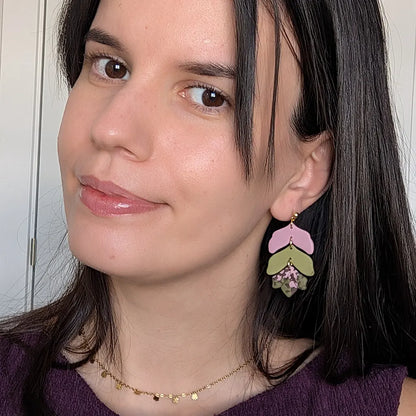 Liria estampado verde, rosa y marrón con verde y rosa