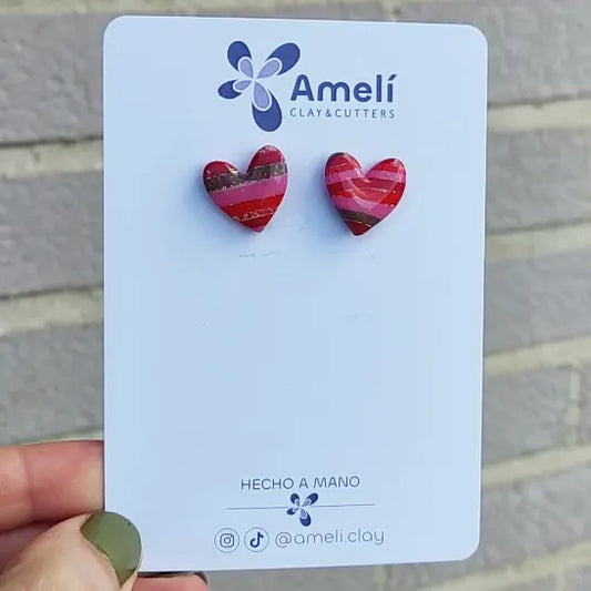 Mini corazón rayas rojo