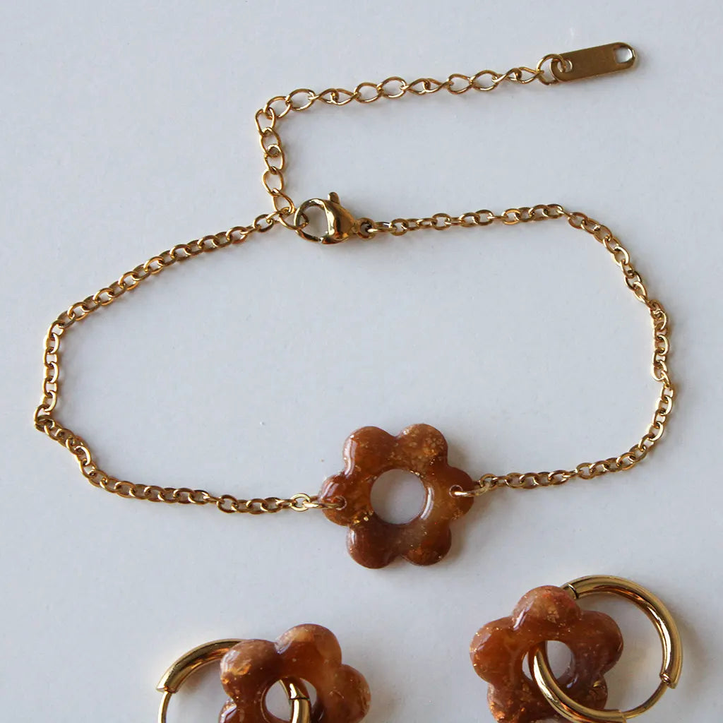 Pulsera flor ámbar