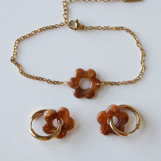 Pulsera flor ámbar