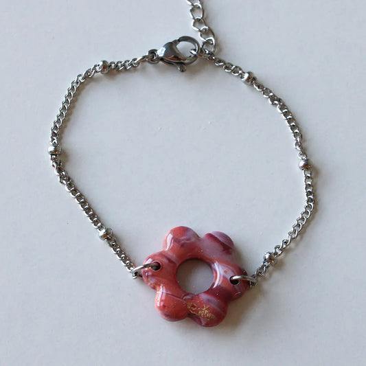 Pulsera flor estampado morados