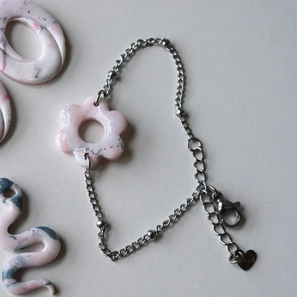 Pulsera flor rosa cuarzo